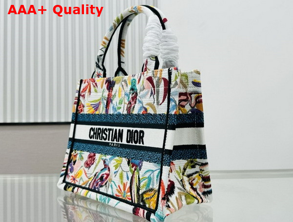 Dior Small Dior Book Tote White Multicolor Toile De Jouy Fantastica Embroidery Replica