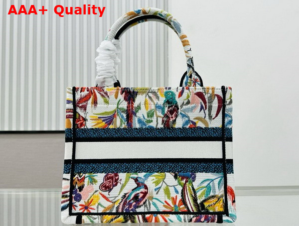 Dior Small Dior Book Tote White Multicolor Toile De Jouy Fantastica Embroidery Replica