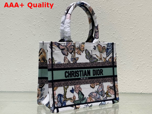 Dior Small Dior Book Tote White Multicolor Toile De Jouy Mexico Embroidery Replica