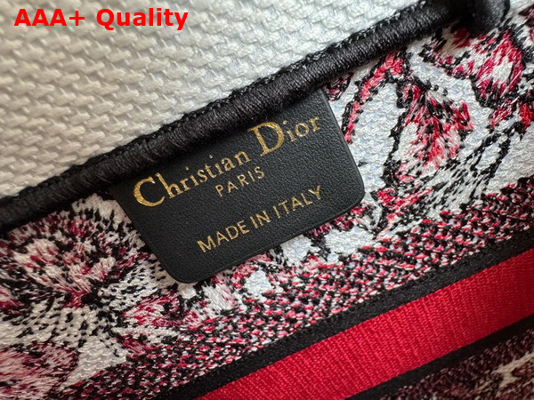 Dior Small Dior Book Tote White and Red Le Coeur Des Papillons Embroidery Replica