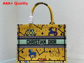 Dior Small Dior Book Tote Yellow Multicolor Dior Pixel Zodiac Embroidery Replica