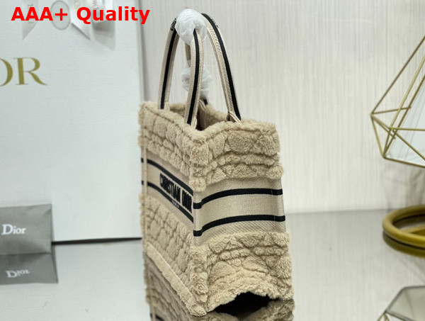 Dior Small Dior Book Tote in Beige Cannage Shearling Replica