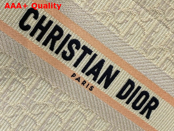 Dior Small Dior Book Tote in Beige Dior Oblique Embroidered Raffia and Camel Calfskin Replica