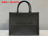 Dior Small Dior Book Tote in Black Cannage Embroidery Replica