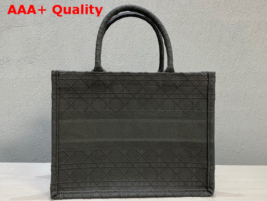 Dior Small Dior Book Tote in Black Cannage Embroidery Replica