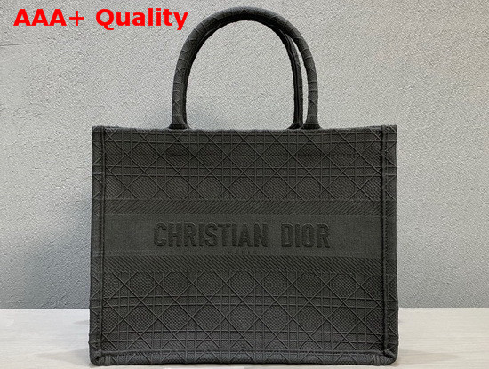 Dior Small Dior Book Tote in Black Cannage Embroidery Replica