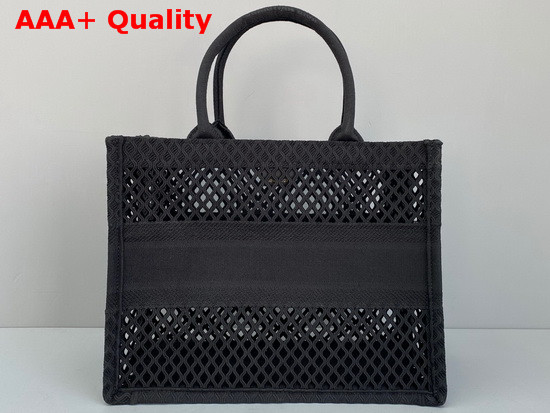 Dior Small Dior Book Tote in Black Mesh Embroidery Replica