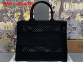 Dior Small Dior Book Tote in Black Mesh Embroidery Replica