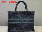 Dior Small Dior Book Tote in Blue Camouflage Embroidered Canvas Replica