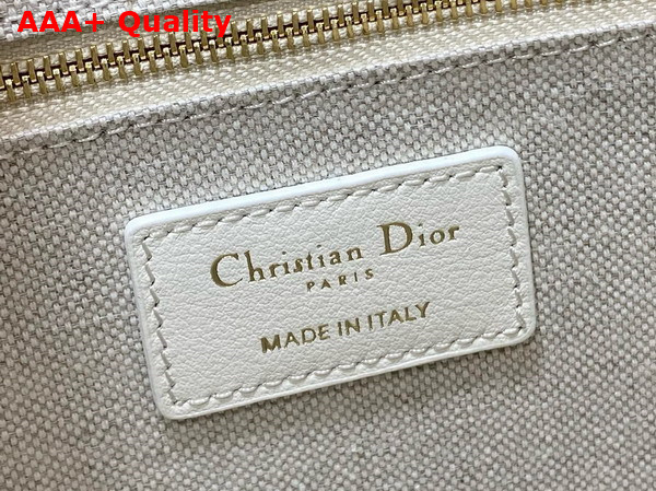 Dior Small Dior Book Tote in Blue Dior Oblique Chambray Embroidery and Latte Calfskin Replica