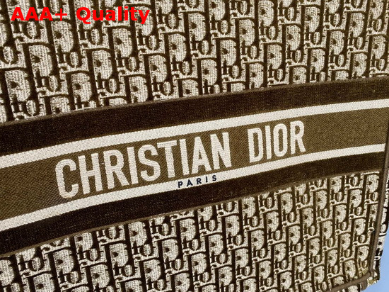Dior Small Dior Book Tote in Brown Dior Oblique Embroidered Velvet Replica