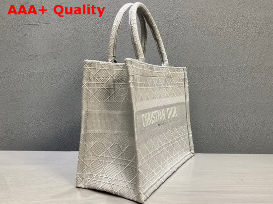 Dior Small Dior Book Tote in Gray Cannage Embroidery Replica