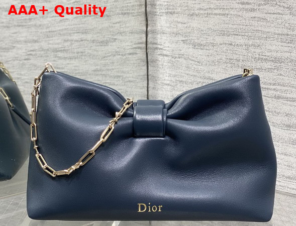 Dior Small Dior Bow Bag in Deep Ocean Blue Lambskin Replica