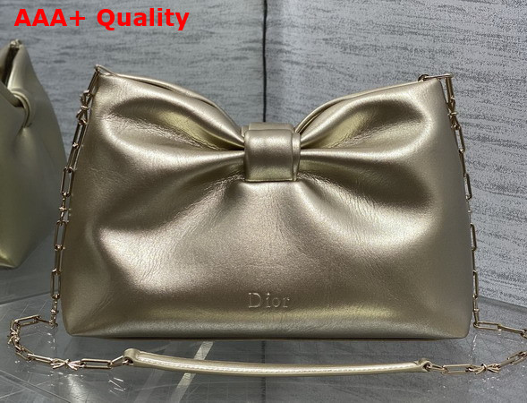 Dior Small Dior Bow Bag in Gold Lambskin Replica