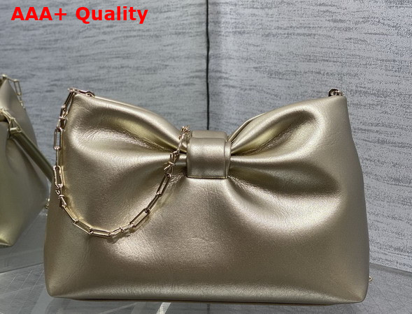 Dior Small Dior Bow Bag in Gold Lambskin Replica