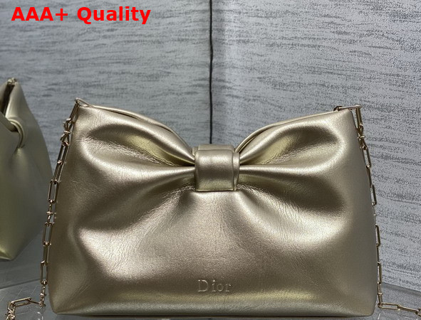 Dior Small Dior Bow Bag in Gold Lambskin Replica