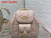 Dior Small Dior Caro Backpack in Beige Macrocannage Lambskin Replica