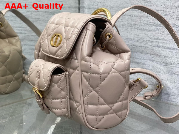 Dior Small Dior Caro Backpack in Beige Macrocannage Lambskin Replica