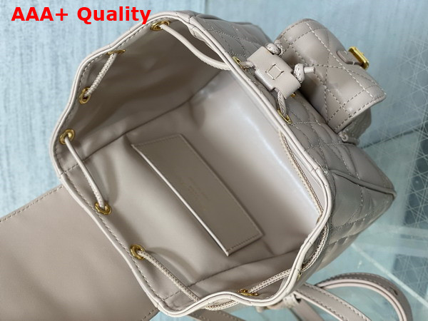 Dior Small Dior Caro Backpack in Beige Macrocannage Lambskin Replica