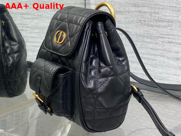 Dior Small Dior Caro Backpack in Black Macrocannage Lambskin Replica