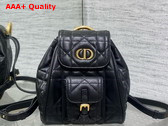 Dior Small Dior Caro Backpack in Black Macrocannage Lambskin Replica