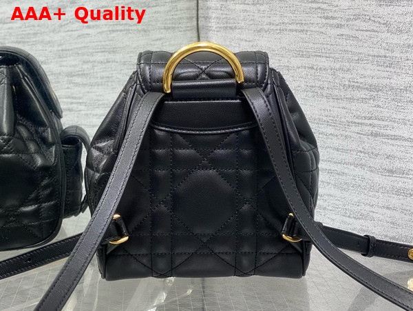 Dior Small Dior Caro Backpack in Black Macrocannage Lambskin Replica