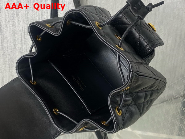 Dior Small Dior Caro Backpack in Black Macrocannage Lambskin Replica