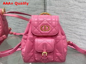 Dior Small Dior Caro Backpack in Pink Macrocannage Lambskin Replica
