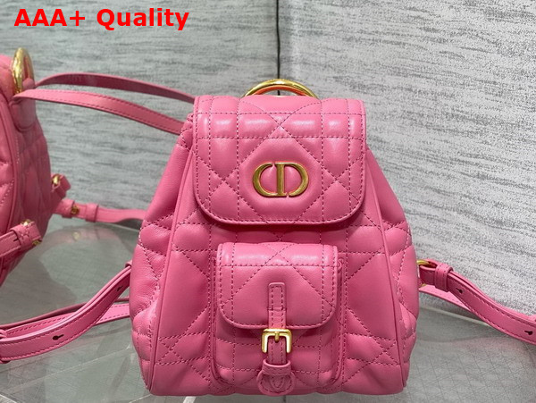 Dior Small Dior Caro Backpack in Pink Macrocannage Lambskin Replica