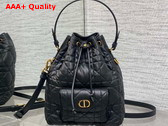 Dior Small Dior Caro Bucket Bag in Black Macrocannage Lambskin Replica