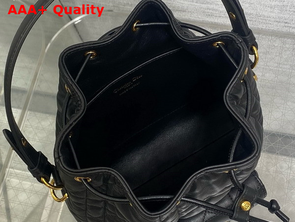 Dior Small Dior Caro Bucket Bag in Black Macrocannage Lambskin Replica