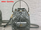 Dior Small Dior Caro Bucket Bag in Cloud Blue Macrocannage Lambskin Replica