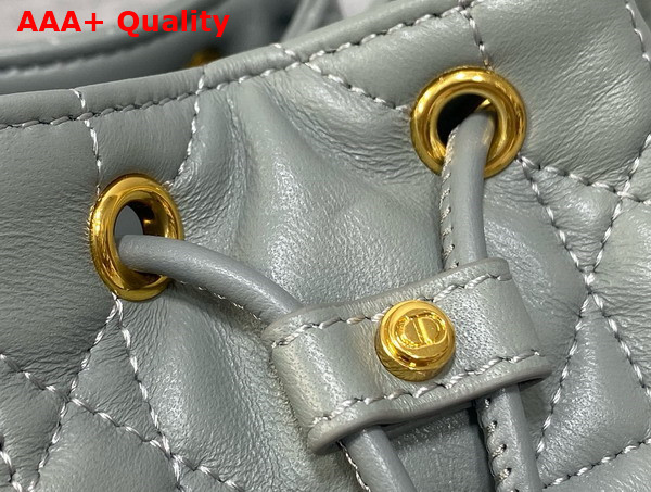 Dior Small Dior Caro Bucket Bag in Cloud Blue Macrocannage Lambskin Replica