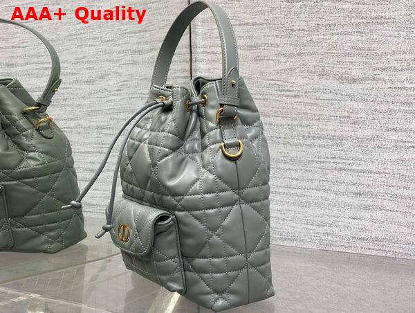 Dior Small Dior Caro Bucket Bag in Cloud Blue Macrocannage Lambskin Replica