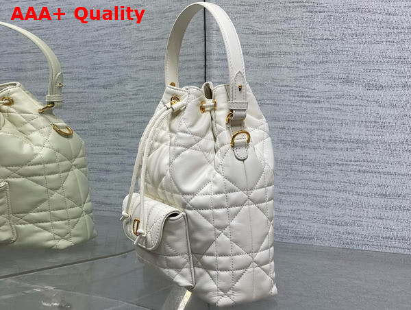 Dior Small Dior Caro Bucket Bag in Latte Macrocannage Lambskin Replica