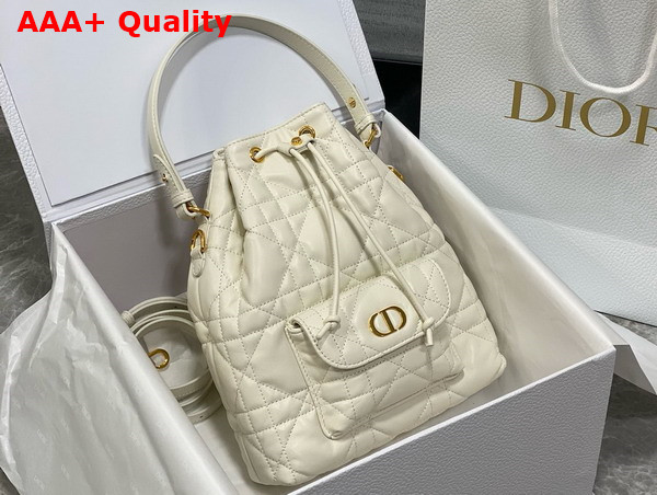 Dior Small Dior Caro Bucket Bag in Latte Macrocannage Lambskin Replica
