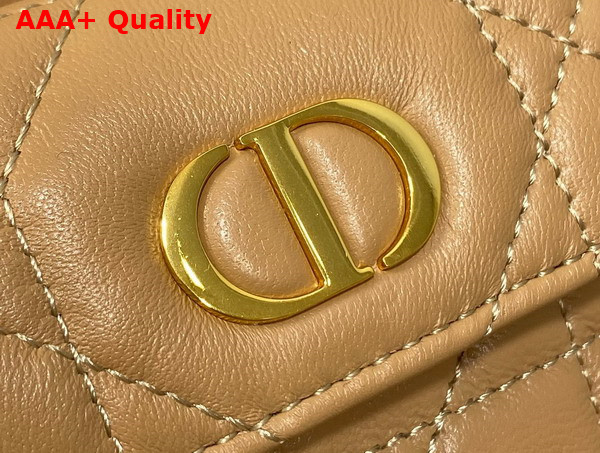 Dior Small Dior Caro Bucket Bag in Light Gold Tone Macrocannage Lambskin Replica