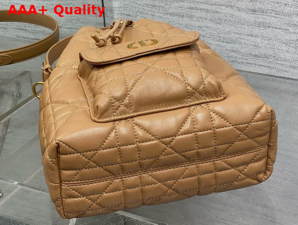 Dior Small Dior Caro Bucket Bag in Light Gold Tone Macrocannage Lambskin Replica