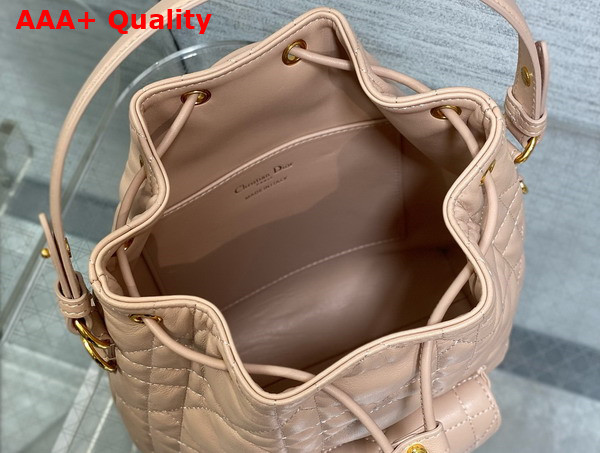 Dior Small Dior Caro Bucket Bag in Rose Des Vents Macrocannage Lambskin Replica