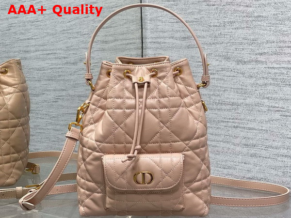 Dior Small Dior Caro Bucket Bag in Rose Des Vents Macrocannage Lambskin Replica