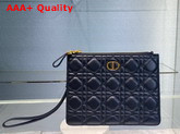 Dior Small Dior Caro Daily Pouch Black Supple Cannage Calfskin Replica