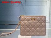 Dior Small Dior Caro Daily Pouch Warm Taupe Supple Cannage Calfskin Replica