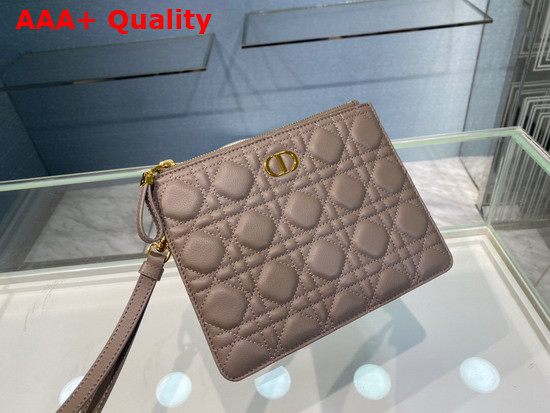 Dior Small Dior Caro Daily Pouch Warm Taupe Supple Cannage Calfskin Replica