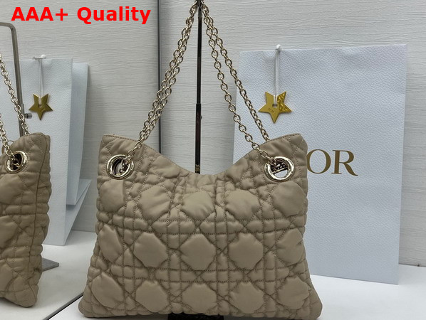 Dior Small Dior Crunchy Bag Sand Colored Puffy Macrocannage Calfskin Replica