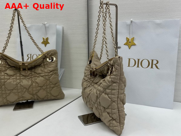 Dior Small Dior Crunchy Bag Sand Colored Puffy Macrocannage Calfskin Replica