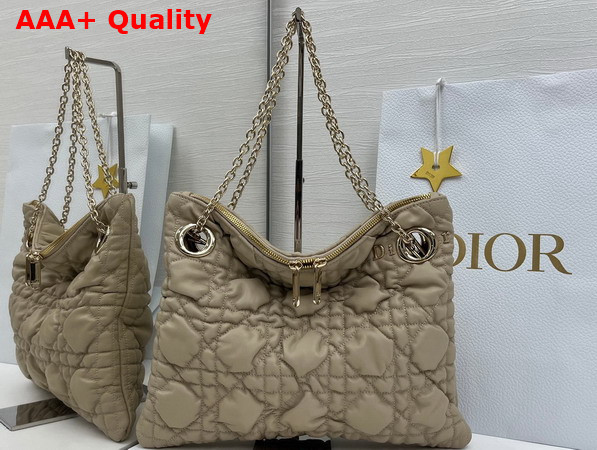 Dior Small Dior Crunchy Bag Sand Colored Puffy Macrocannage Calfskin Replica