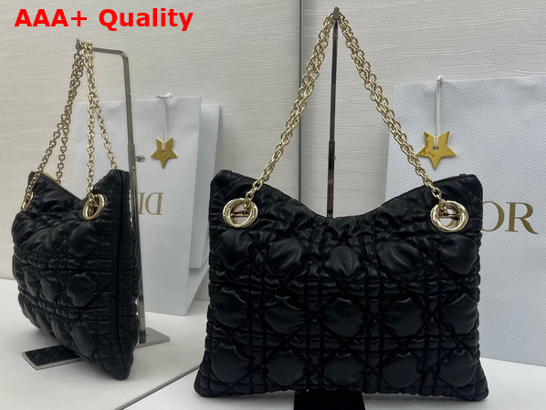 Dior Small Dior Crunchy Bag in Black Puffy Macrocannage Calfskin Replica