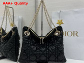 Dior Small Dior Crunchy Bag in Black Puffy Macrocannage Calfskin Replica
