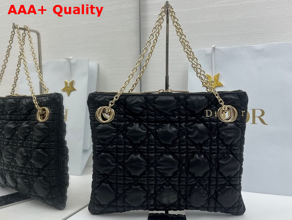 Dior Small Dior Crunchy Bag in Black Puffy Macrocannage Calfskin Replica