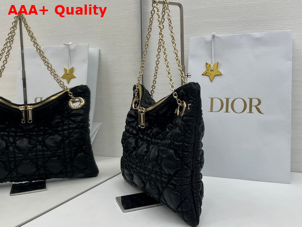 Dior Small Dior Crunchy Bag in Black Puffy Macrocannage Calfskin Replica